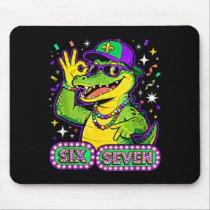 Six Seven Mardi Gras Gator Funny 67 Meme Quote Mouse Pad