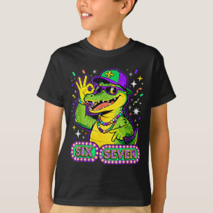 Six Seven Mardi Gras Gator Funny 67 Meme Quote T-Shirt