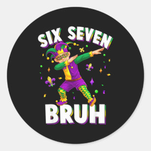 Six Seven Mardi Gras Jester 67 Meme Carnival 6 7 K Classic Round Sticker