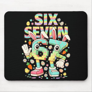 Six seven meme 67 brainrot funny easter bunny men mouse pad