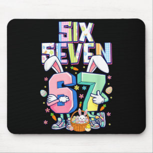 Six seven meme 67 brainrot funny easter bunny men mouse pad