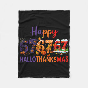 Six Seven Meme 67 Hallothanksmas Halloween Christm Fleece Blanket