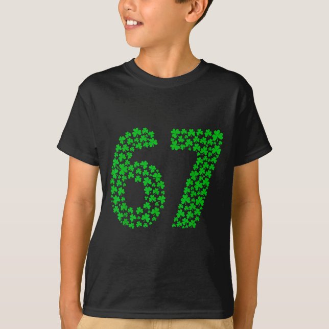 Six Seven Meme 67 St Patrick's Day Shamrocks Men W T-Shirt (Front)