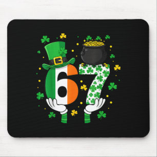 Six Seven Meme 67 St Patricks Day Shamrocks Men Wo Mouse Pad
