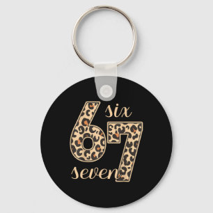 Six Seven Meme 6-7 Number Leopard Print Gen Z Gen Key Ring