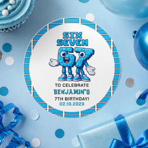 Six Seven Meme 7th Birthday   Funny Trendy Classic Round Sticker