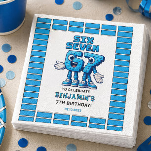 Six Seven Meme 7th Birthday Funny Trendy Napkin