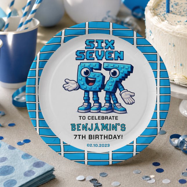 Six Seven Meme 7th Birthday | Funny Trendy Paper Plate (Six Seven Meme 7th Birthday | Funny Trendy Paper Plates
)