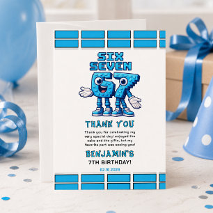 Six Seven Meme 7th Birthday Funny Trendy Thank You Card
