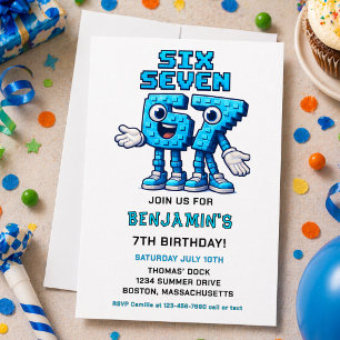 Six Seven Meme 7th Birthday Party Funny Trendy Invitation