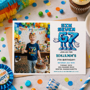 Six Seven Meme 7th Birthday Party Funny Trendy Invitation