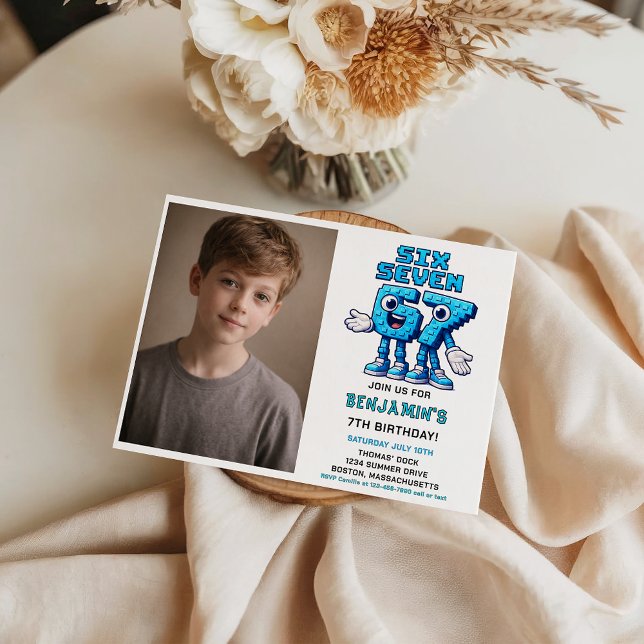Six Seven Meme 7th Birthday Party | Funny Trendy  Invitation (Six Seven Meme 7th Birthday Party | Funny Trendy Invitation)