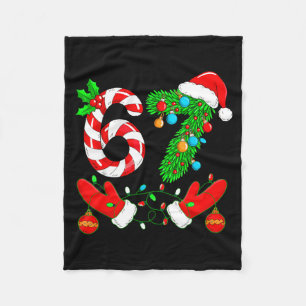 Six Seven Meme Christmas 67 Santa Christmas  Fleece Blanket