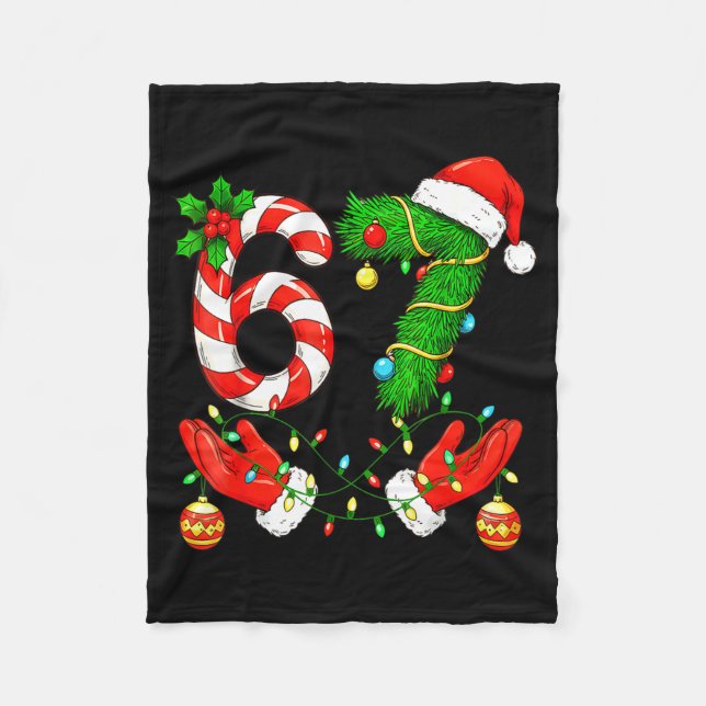 Six Seven Meme Christmas 67 Santa Funny Christmas  Fleece Blanket (Front)