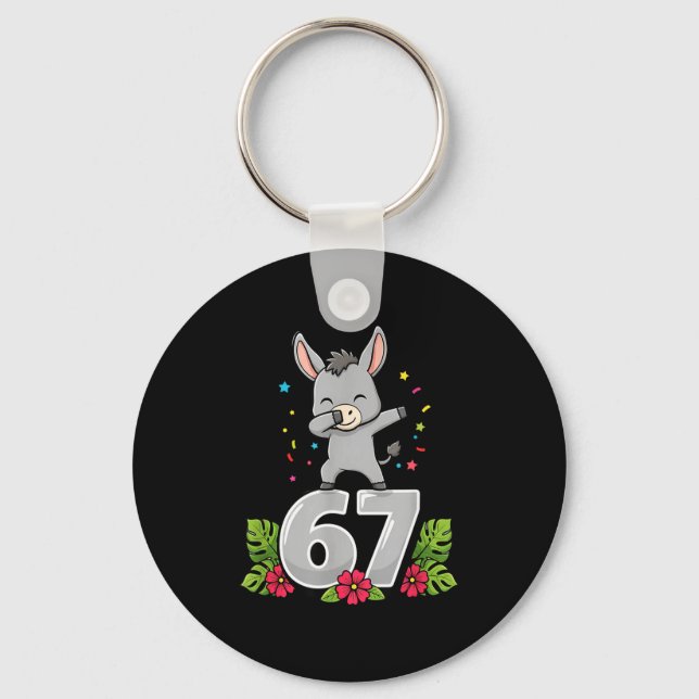 Six Seven Meme Dabbing Baby 67 Funny Gen Z Apha  Key Ring (Front)
