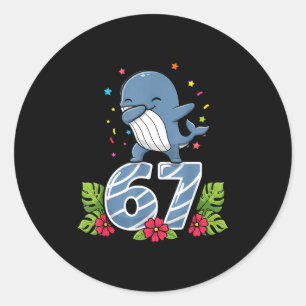 Six Seven Meme Dabbing Baby Whale 67 Funny Gen Z A Classic Round Sticker