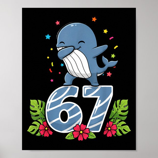 Six Seven Meme Dabbing Baby Whale 67 Funny Gen Z A Poster (Front)