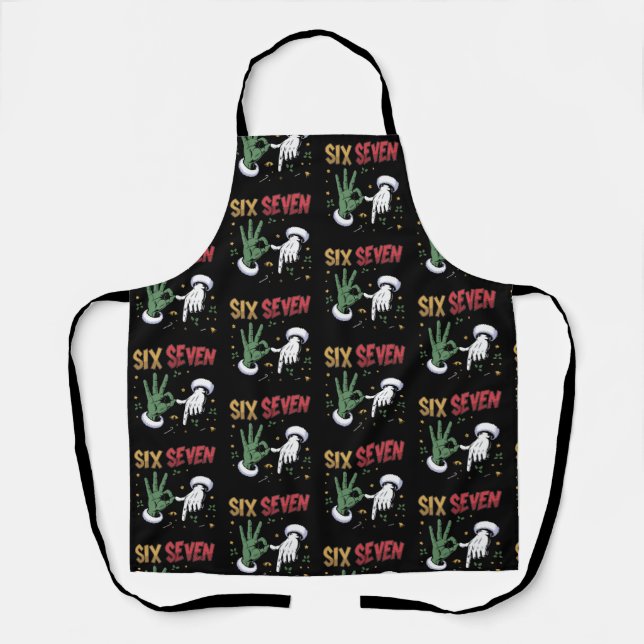 Six Seven Meme Funny Mean Guy Christmas Viral 6 7  Apron (Front)
