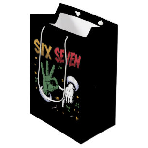Six Seven Meme Funny Mean Guy Christmas Viral 6 7 Medium Gift Bag