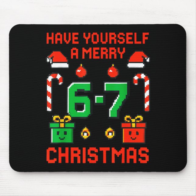 Six seven meme funny merry 67 christmas xmas mouse pad (Front)