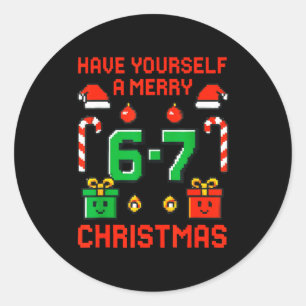 Six Seven Meme Funny Merry 67 Christmas Xmas Pajam Classic Round Sticker