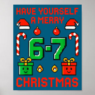 Six Seven Meme Funny Merry 67 Christmas Xmas Pajam Poster