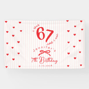 Six Seven Meme Pink Red Coquette 7th Birthday Banner