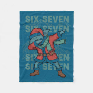 Six Seven Meme Shark Dab Se Dabbing Funny Xmas 67  Fleece Blanket