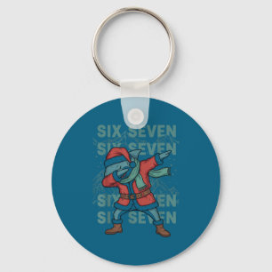 Six Seven Meme Shark Dab Se Dabbing Funny Xmas 67  Key Ring