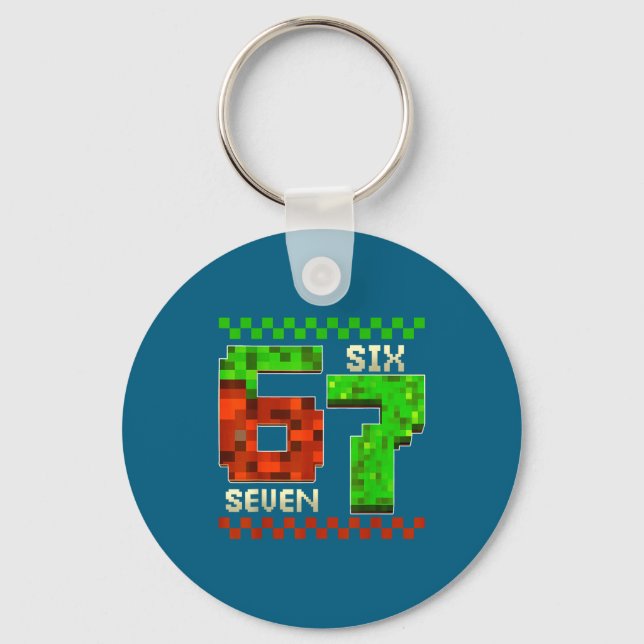 Six Seven Meme Video Gamer Boys Kids 67 Birthday 6 Key Ring (Front)