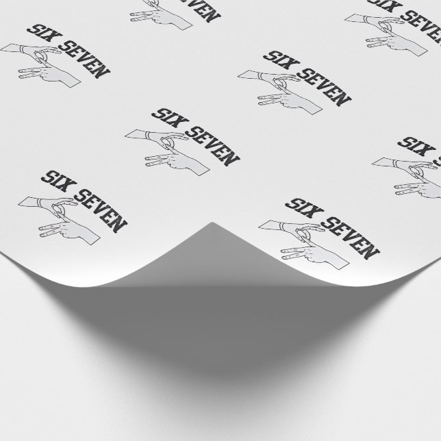 Six Seven Meme Viral 67 Mason Sign Language    Wrapping Paper (Corner)