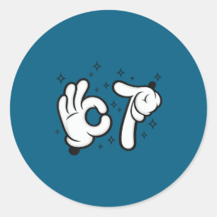 Six seven mouse kids 67 boys youth 6-7 meme hands classic round sticker