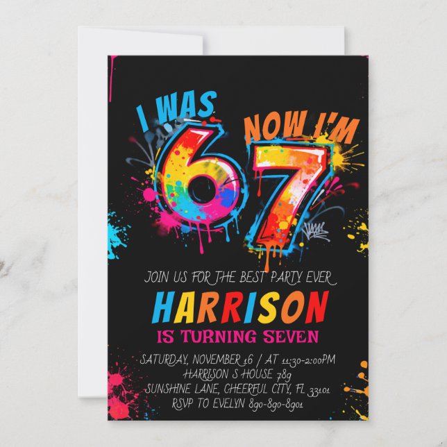 Six Seven Party Birthday Invitation (Front)