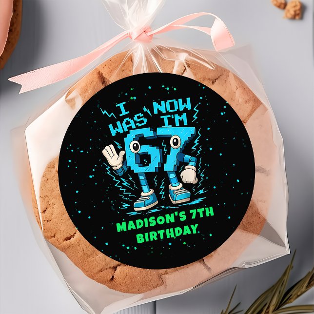 Six Seven Pixel Meme 7th Birthday Sticker (Creator Uploaded)