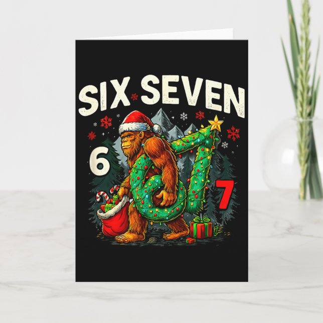 Six Seven Santa Bigfoot Christmas Sasquatch 67 Fun Card (Front)