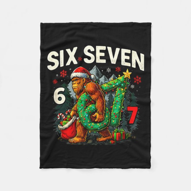 Six Seven Santa Bigfoot Christmas Sasquatch 67 Fun Fleece Blanket (Front)
