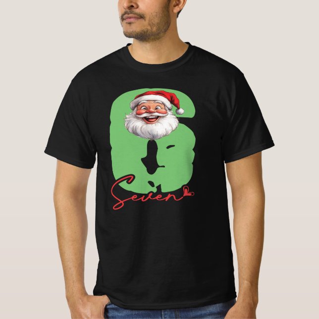 Six Seven Santa, Funny Matching T-Shirt (Front)