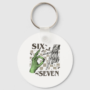 Six Seven Skeleton Hand Sign Meme Halloween Women  Key Ring