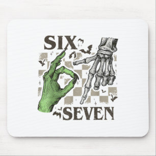 Six Seven Skeleton Hand Sign Meme Halloween Women Mouse Pad