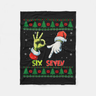 Six Seven Skeleton Meme Christmas Ugly Sweater 67  Fleece Blanket
