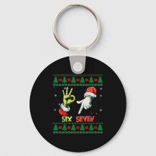 Six Seven Skeleton Meme Christmas Ugly Sweater 67 Key Ring