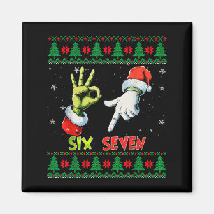 Six Seven Skeleton Meme Christmas Ugly Sweater 67  Magnet