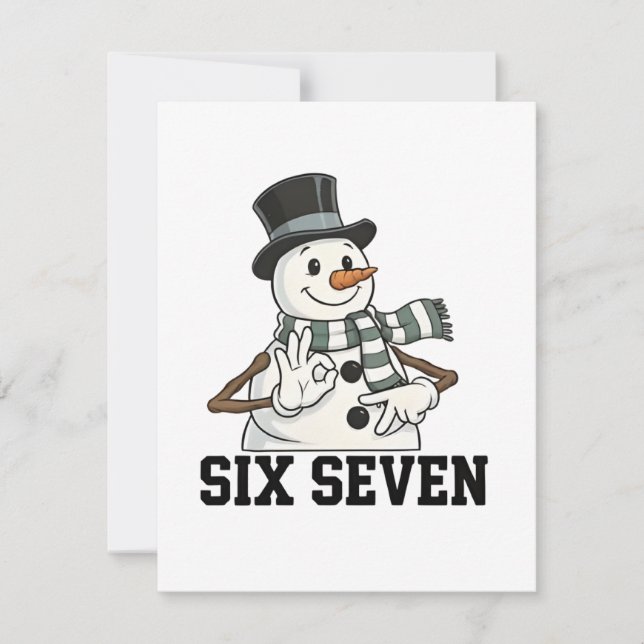 Six Seven Snowman Christmas Santa 6 7 Xmas Card (Front)