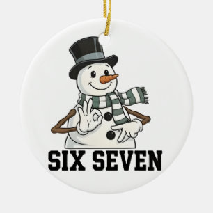 Six Seven Snowman Christmas Santa 6 7 Xmas Ceramic Tree Decoration