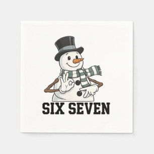 Six Seven Snowman Christmas Santa 6 7 Xmas Napkin