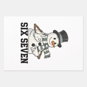 Six Seven Snowman Christmas Santa 6 7 Xmas Wrapping Paper Sheet