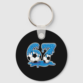 Six Seven Soccer Ice Cream Drip Funny Design Key Ring