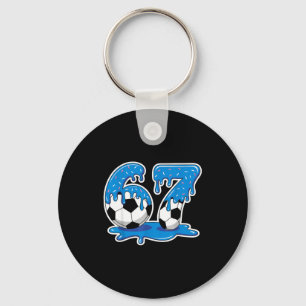 Six Seven Soccer Ice Cream Drip Funny Design Key Ring