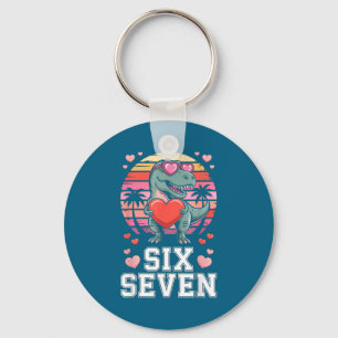 Six Seven Valentine’s Day Dinosaur T-rex For Kids  Key Ring