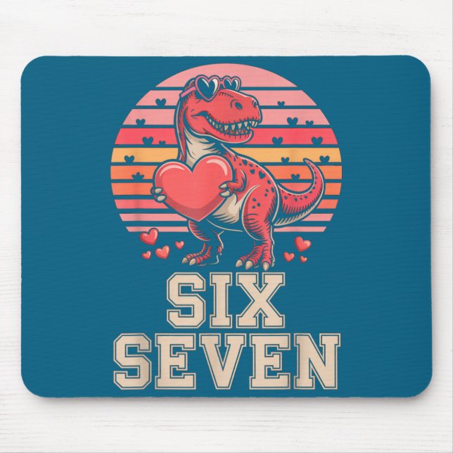 Six Seven Valentine’s Day Dinosaur T-rex For Kids  Mouse Pad (Front)